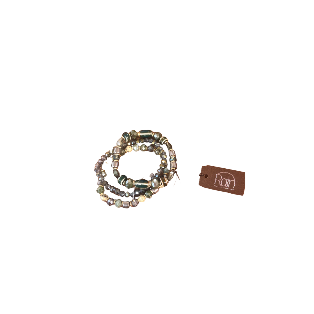 Gold Green Ceramic Glass Bracelet Set