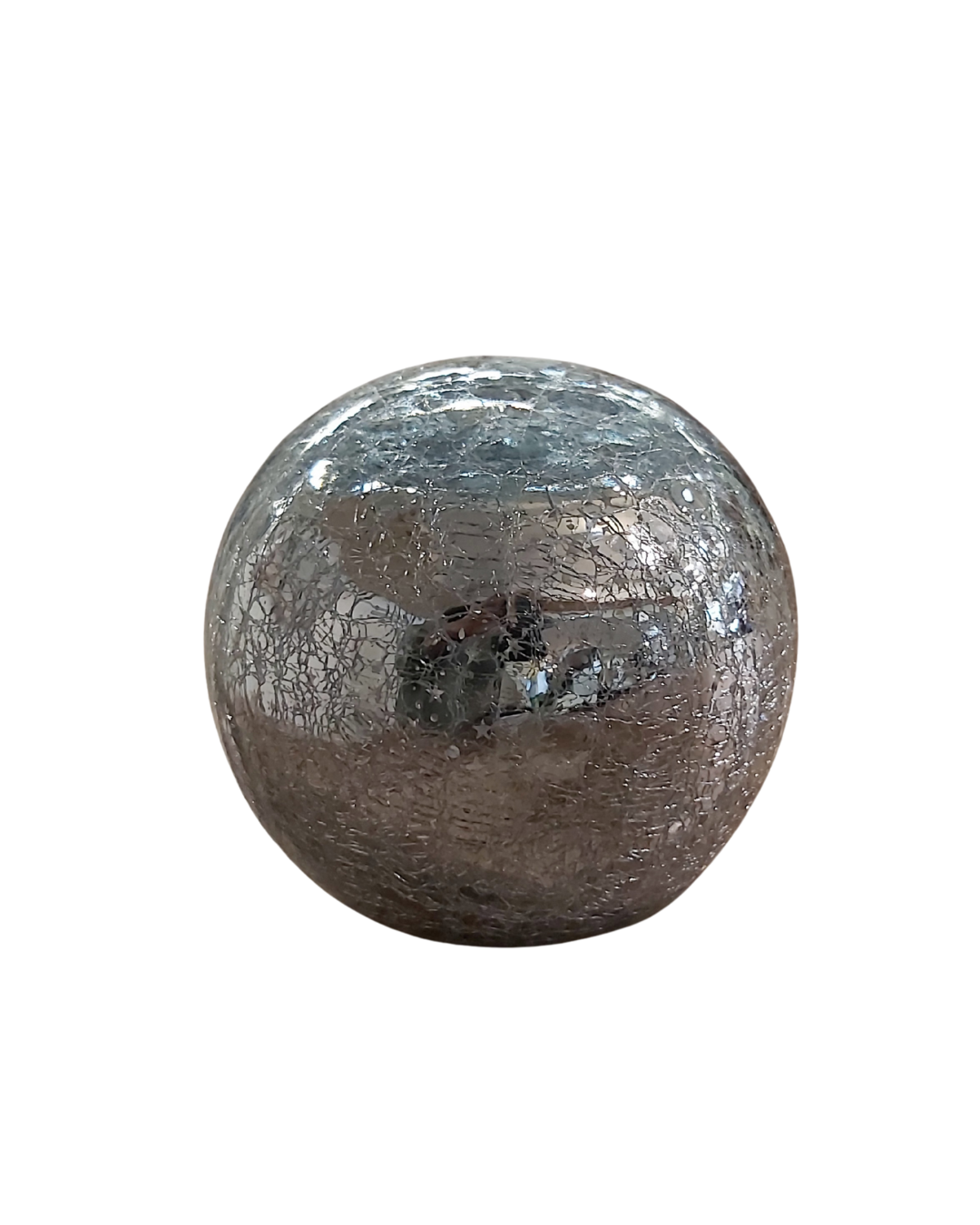 Silver Crackle Sphere with LED Stars - 5"