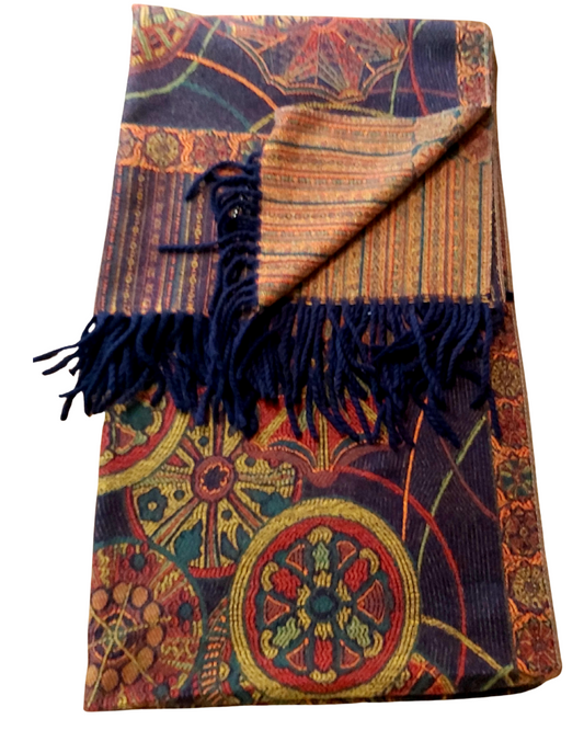 Paisley Blanket Scarf - Plum and Coral