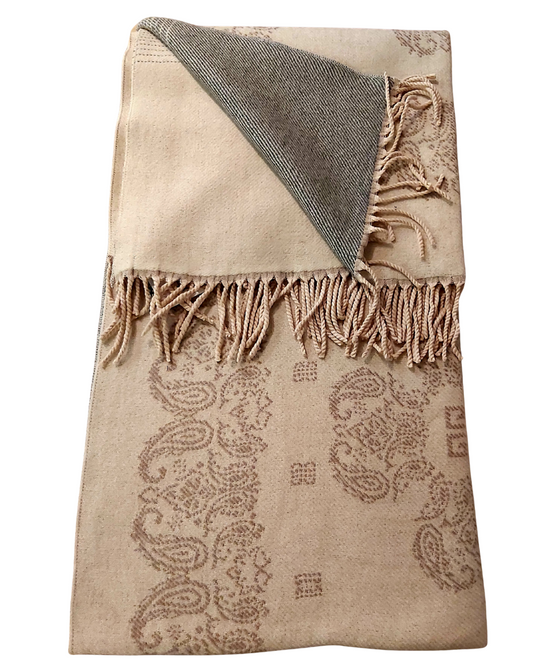 Paisley Blanket Scarf - Beige