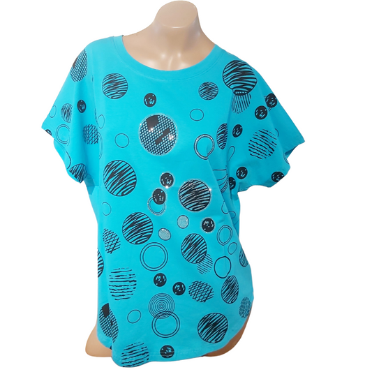 Short-sleeve Turquoise Circle Top