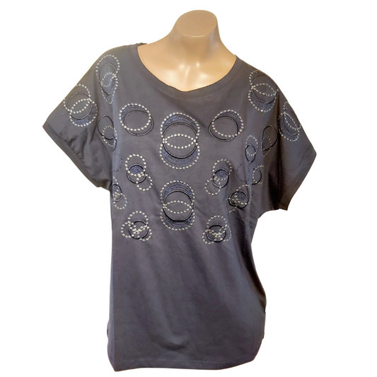 Short-sleeve Navy Circle Top