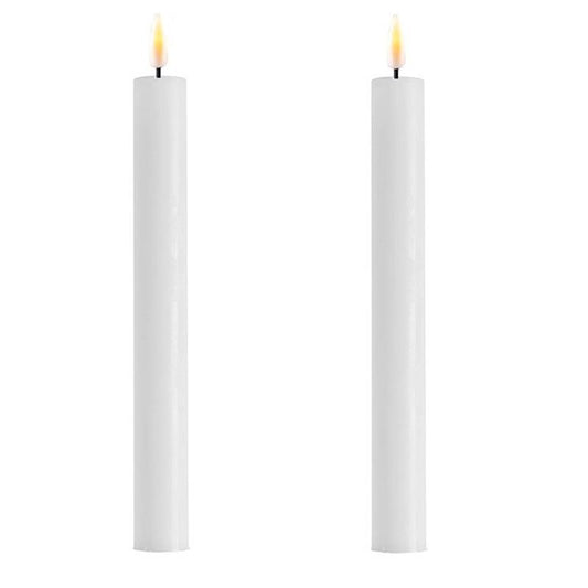 Glossy White Wetlook LED Dinner Candle 9.6" (Set of 2)