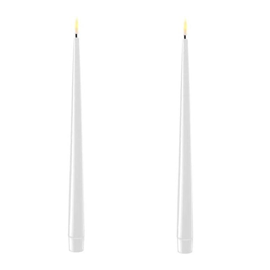 Glossy White Wetlook LED Tapers 11" (Set of 2)