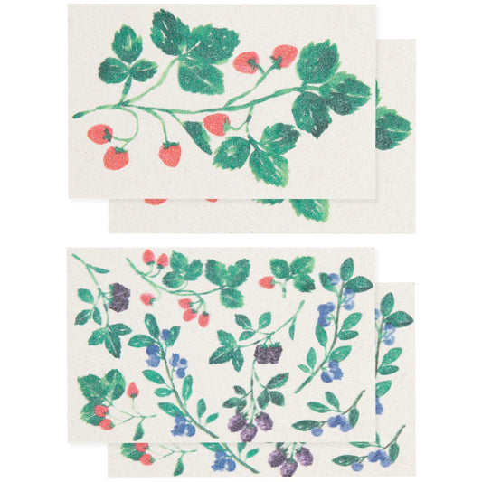 Berry/Bramble Pop Up Sponges Set of 4 Assorted