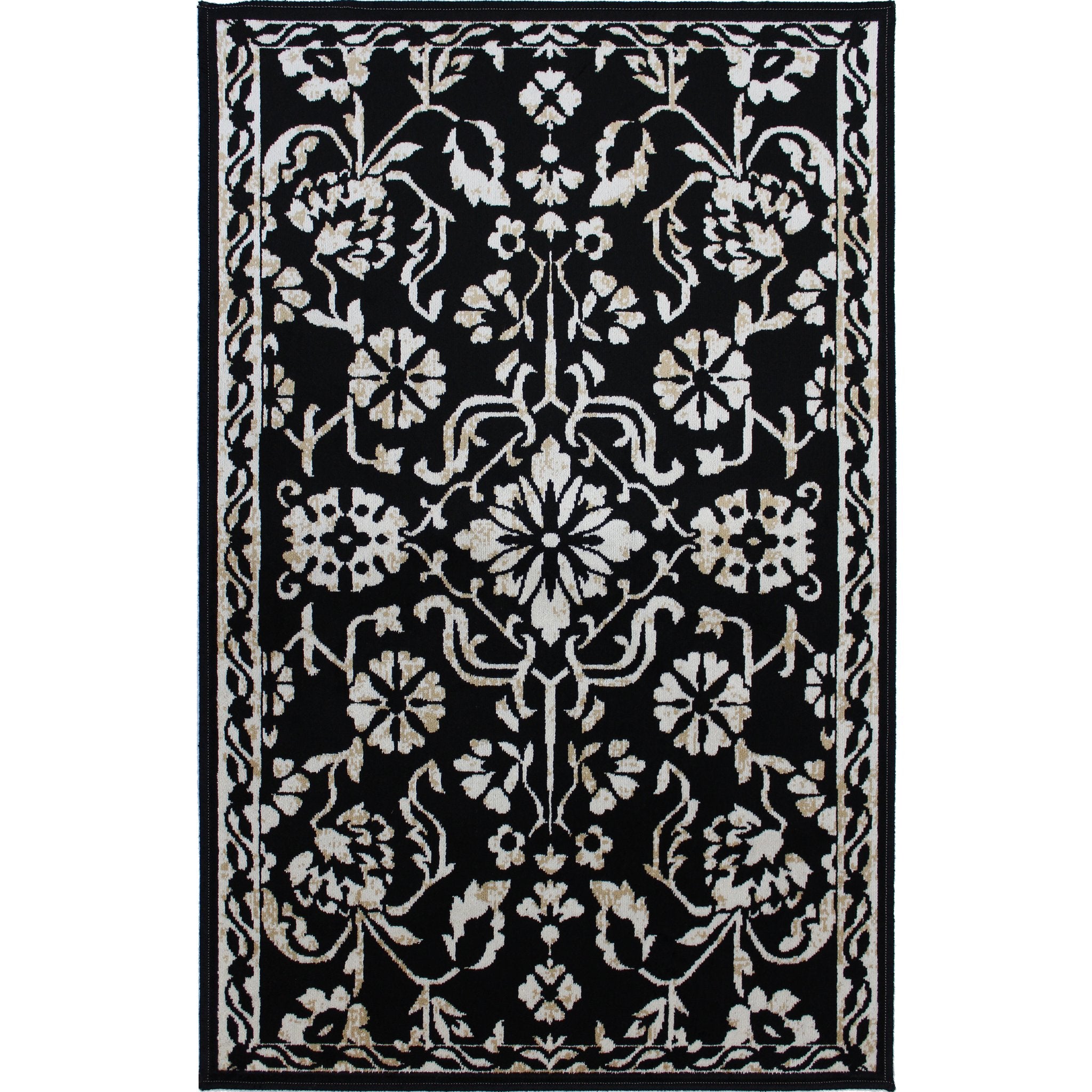 Naya Black and Beige Washable Rug 2'x4' – Joshua & Company