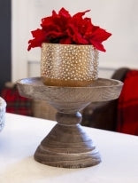 Round Wooden Tray on Pedestal