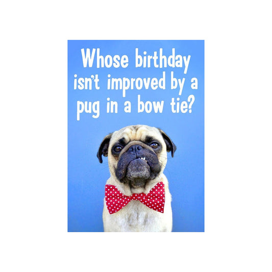 Pug in a Bowtie Birthday Card
