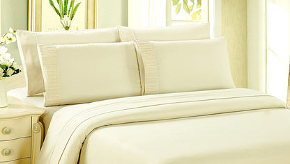 King Cream Bamboo Sheet Set with Four Pillow Cases 