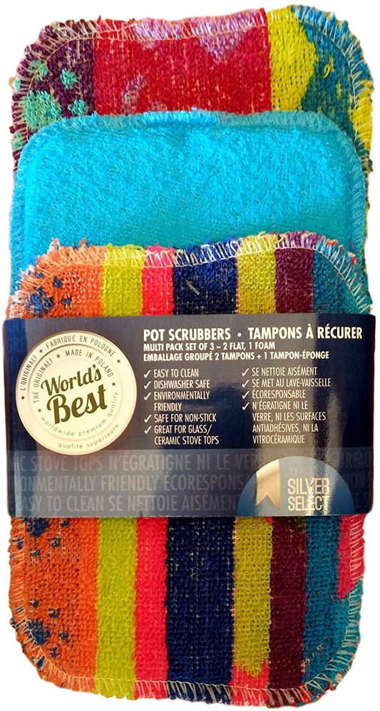 Pot Scrubbers Multi Pack (2 Flat, 1 Foam)