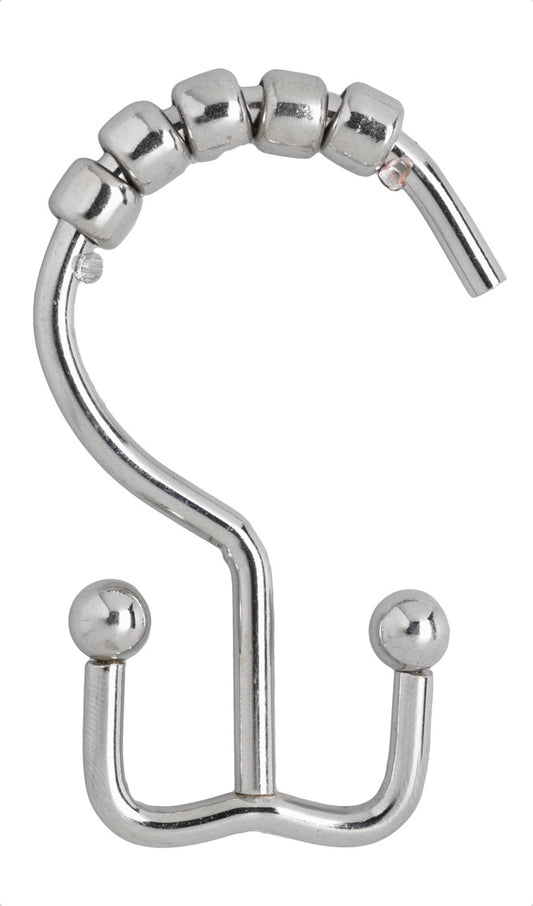 Silver Double Shower Curtain Hooks with five silver beads across the top 