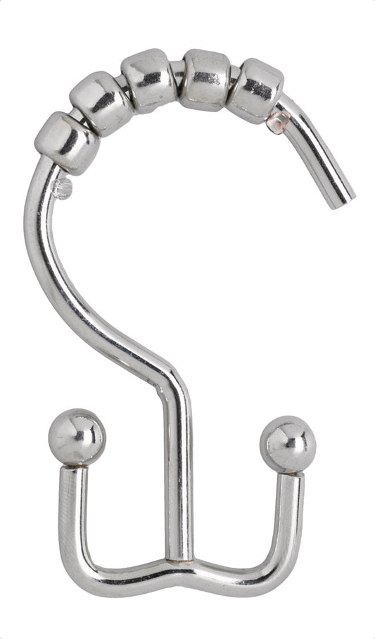 Silver Double Shower Curtain Hooks with five silver beads across the top