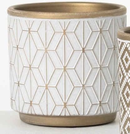 Gold and White Assorted Planters (4.5")