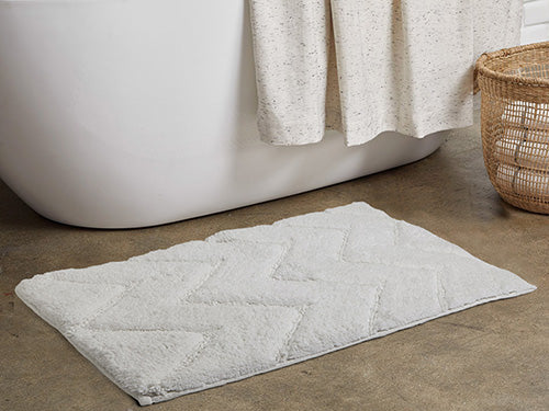 Chevron Bath Mat White 20”x64” - Joshua & Company