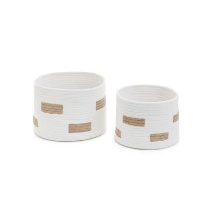 White and Natural Cotton Basket