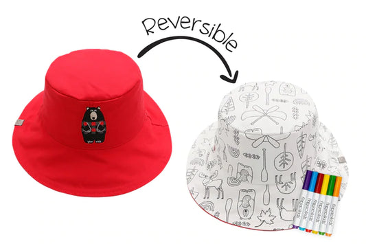 Kids Reversible Colouring Sun Hat - Bear (4 yr - 6 yr)