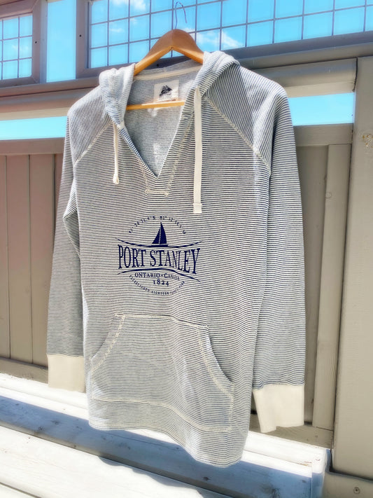 Port Stanley Sailboat Cream/Navy Stripe Hoodie