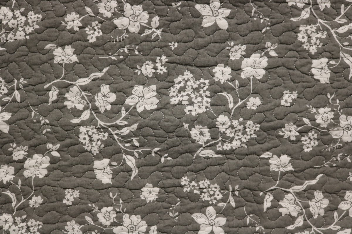 Grey with White Flowers Quilt