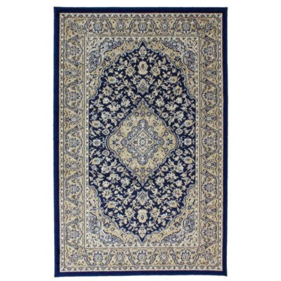 2x4' Navy pattern rug with Persian style and low pile 