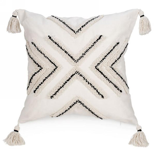 Black and Ivory Tufted Cushion