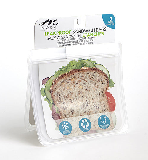 Leakproof, Reusable Sandwich Bags 3pk
