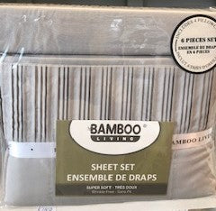Queen Light Grey Bamboo Sheet Set with Four Pillow Cases 