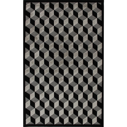 Piazza Black/Grey Washable Rug 2'3" x 7'3"