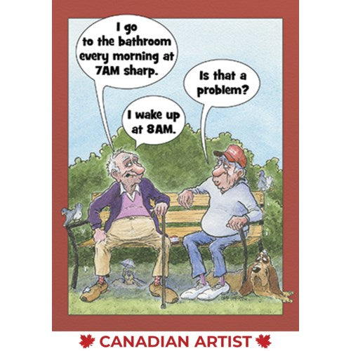 Two Men on a Park Bench-Birthday Card