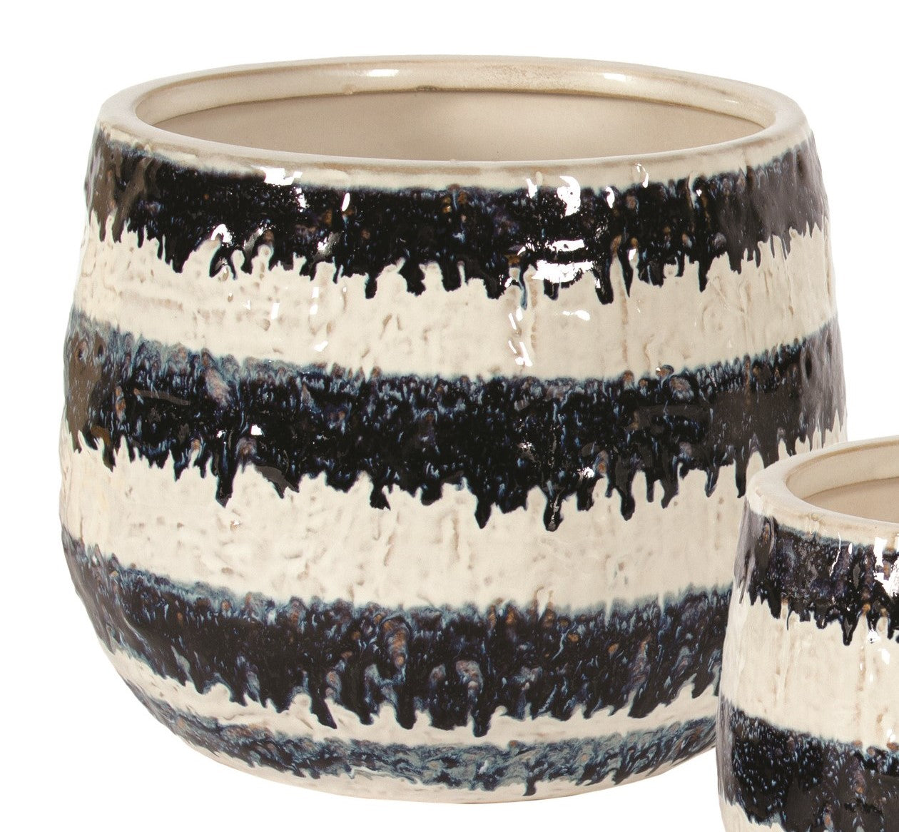 Navy and White Striped Pot - Two Sizes