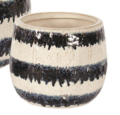 Navy and White Striped Pot - Two Sizes