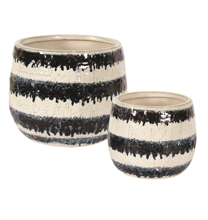 Navy and White Striped Pot - Two Sizes