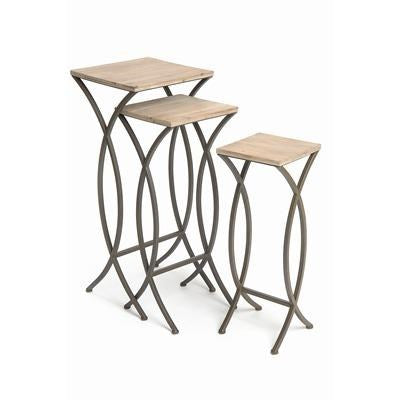 Nesting Tables (set of 3) Wood Top with Metal Base **Pick Up Only**