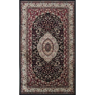 2x4' black and red accent washable carpet with low pile 