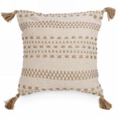 Square Natural Weaved Cushion with Tassels
