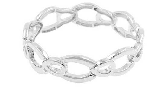 Silver Stretchable Bangle Bracelet - Tear Drop