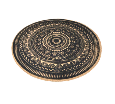 Black with Natural Round Placemat