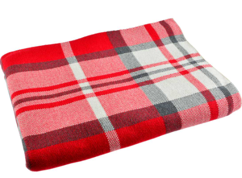 Red, Ivory, Grey Knitted Throw