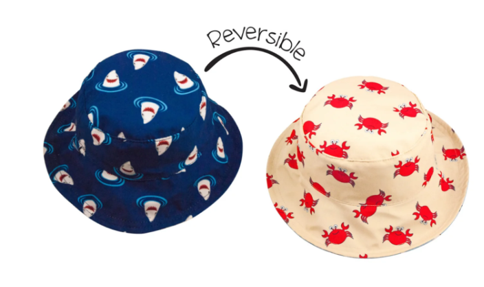 FlapJack Kid's Sun Hat Shark/Crab (0-6 mos)