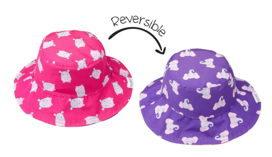 Reversible Kid's Sun Hat Hippo/Elephant (0-6 mos)