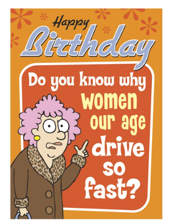 Birthday Card-Spokeswoman in Brown Coat
