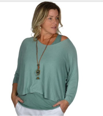 Sage Matching Two Piece Tunic with Necklace