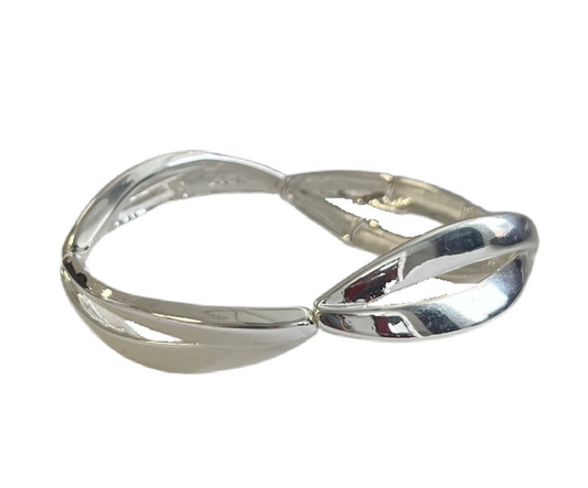 Shiny Silver Stretch Bracelet - Ribbon