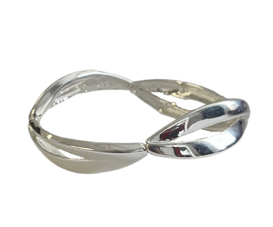 Shiny Silver Stretch Bracelet - Ribbon - Joshua & Company