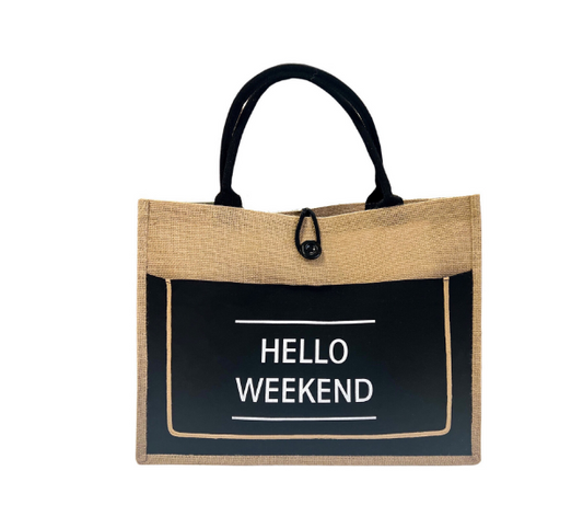 Hello Weekend Summer Tote - Black