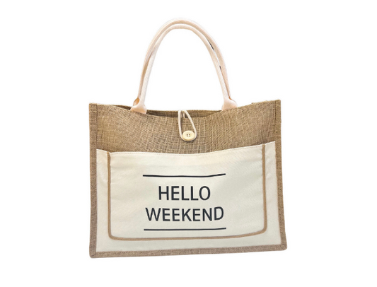 Hello Weekend Summer Tote - Cream