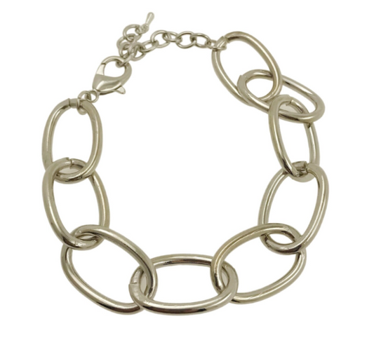 Large Oval Link Bracelet Silver