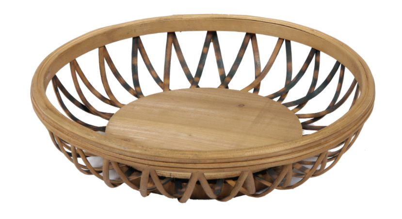Flat Wooden and Bamboo Basket