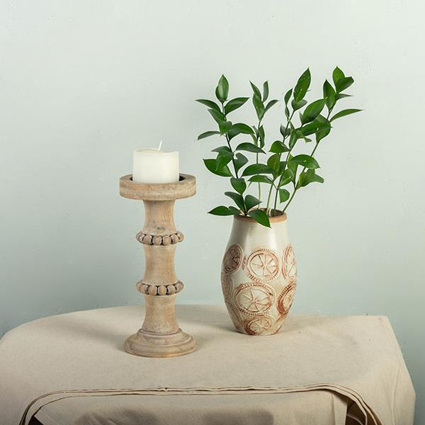 Small Column Wood Candle Holder