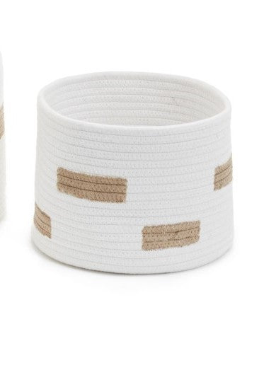 White and Natural Cotton Basket