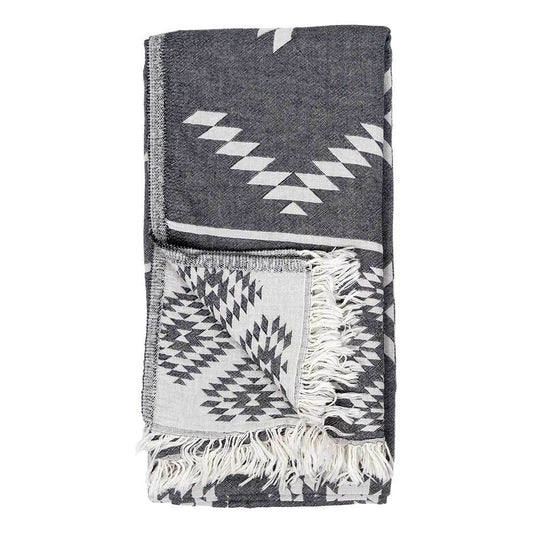 Turkish Towel Geometric Black - 64" x 34"